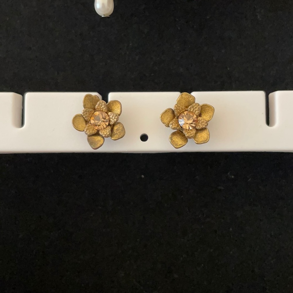 Michal Negrin Gold Stud Flower Earrings